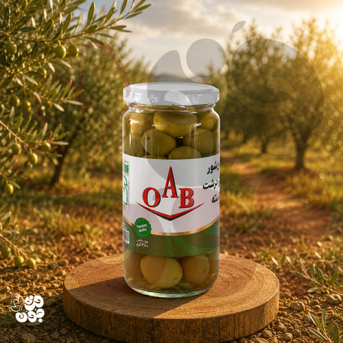 زیتون درشت شور با هسته برند OAB | طعم اصیل و بافت گوشتی