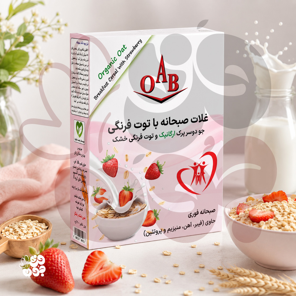 غلات صبحانه 200 گرمی با توت فرنگی | برند OAB خوشمزه و مقوی